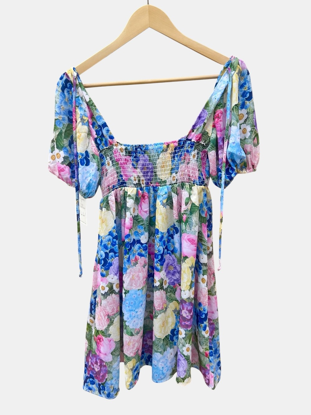 NWT Show Me Your Mumu Floral Milkmaid Babydoll Mini Dress Small Cottagecore Puff - Picture 3 of 9